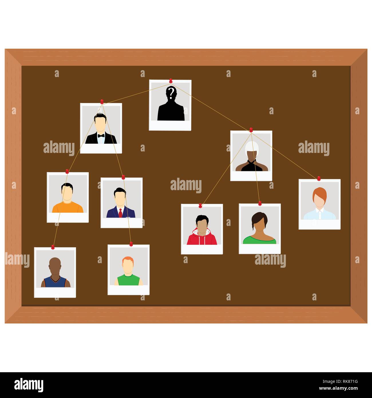 Investigation, evidence board. Crime investigation concept. Vector ...