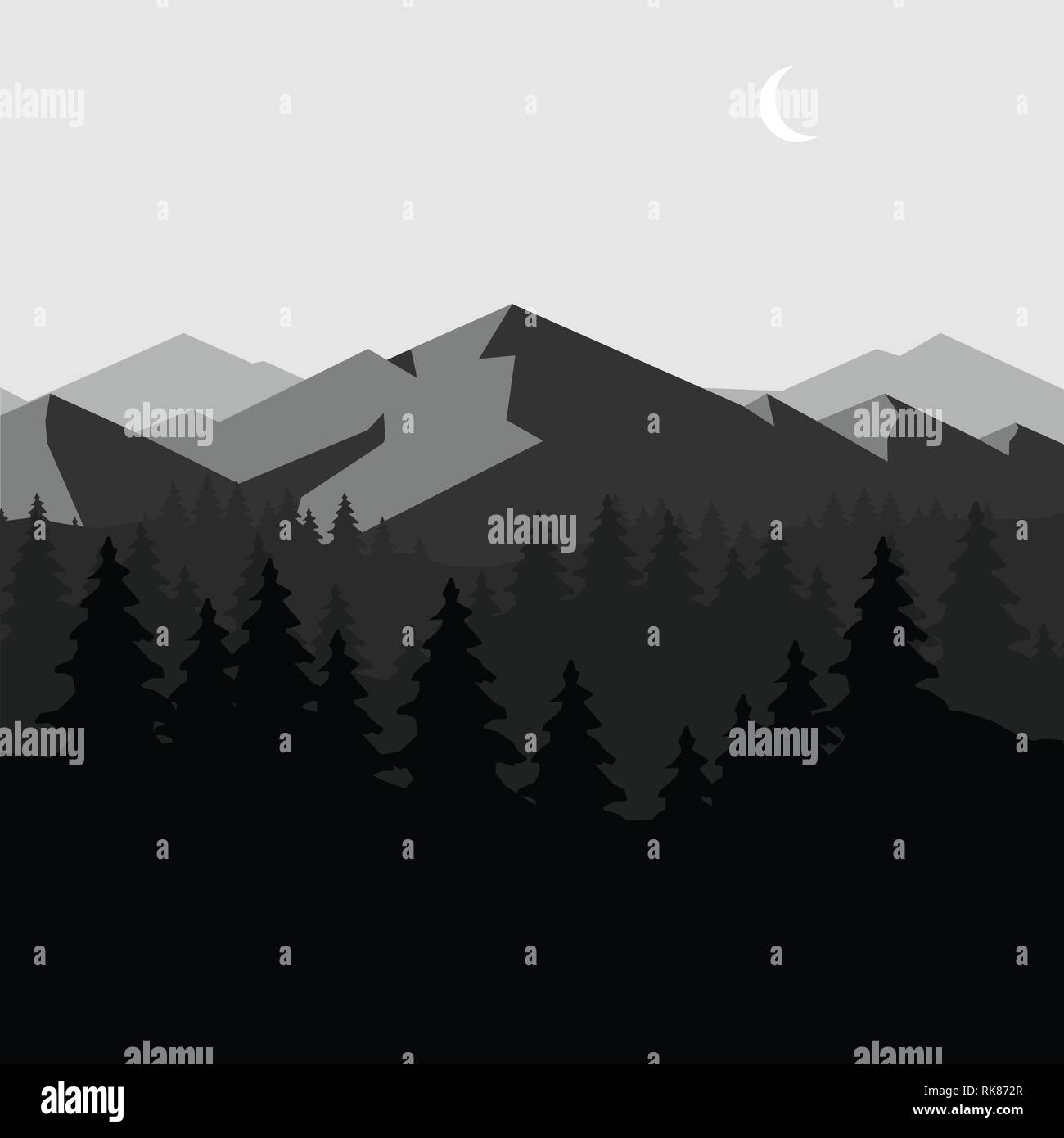 Vector illustration mountain and forest landscape, background Stock ...