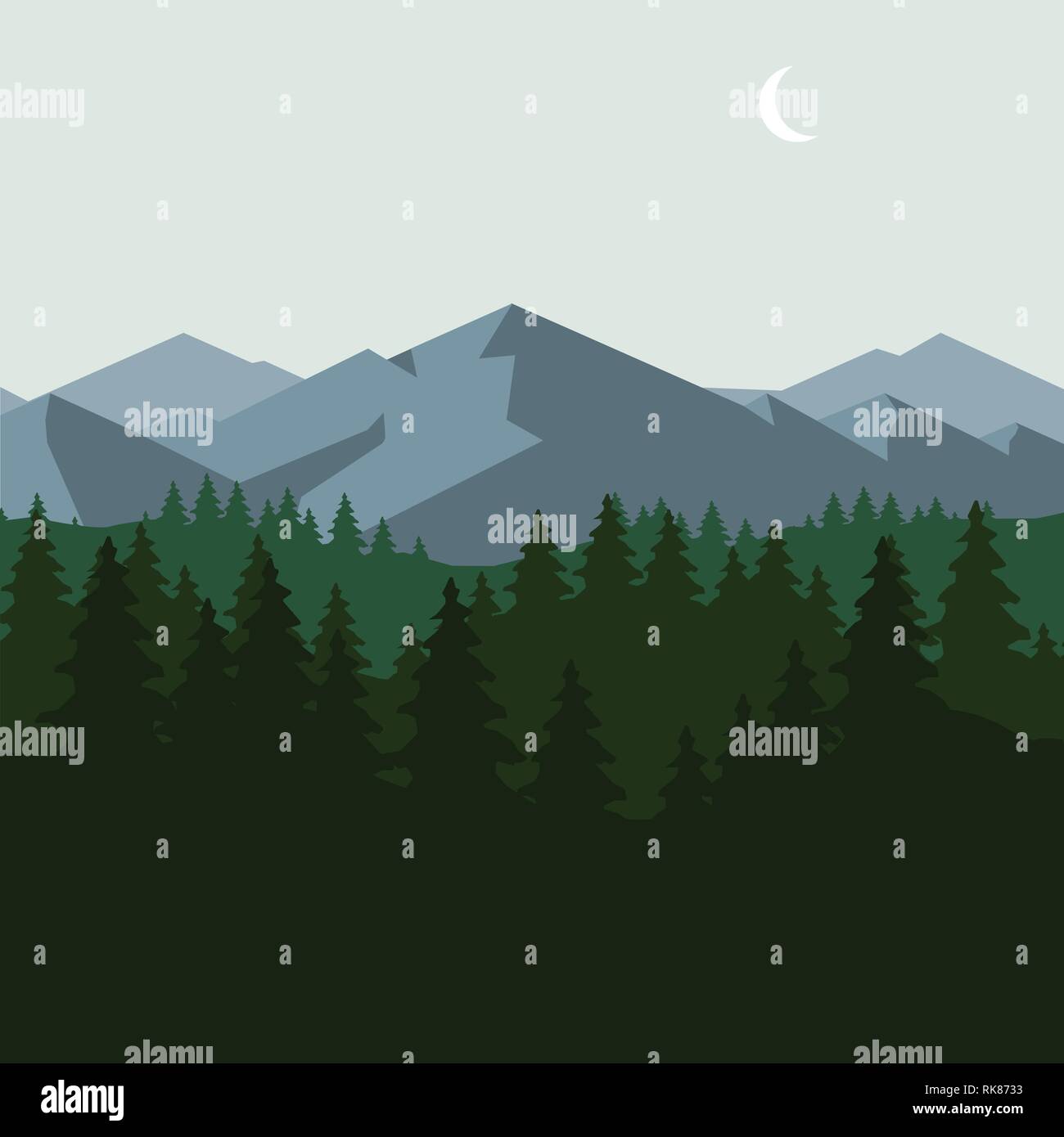 Vector illustration mountain and forest landscape, background Stock ...