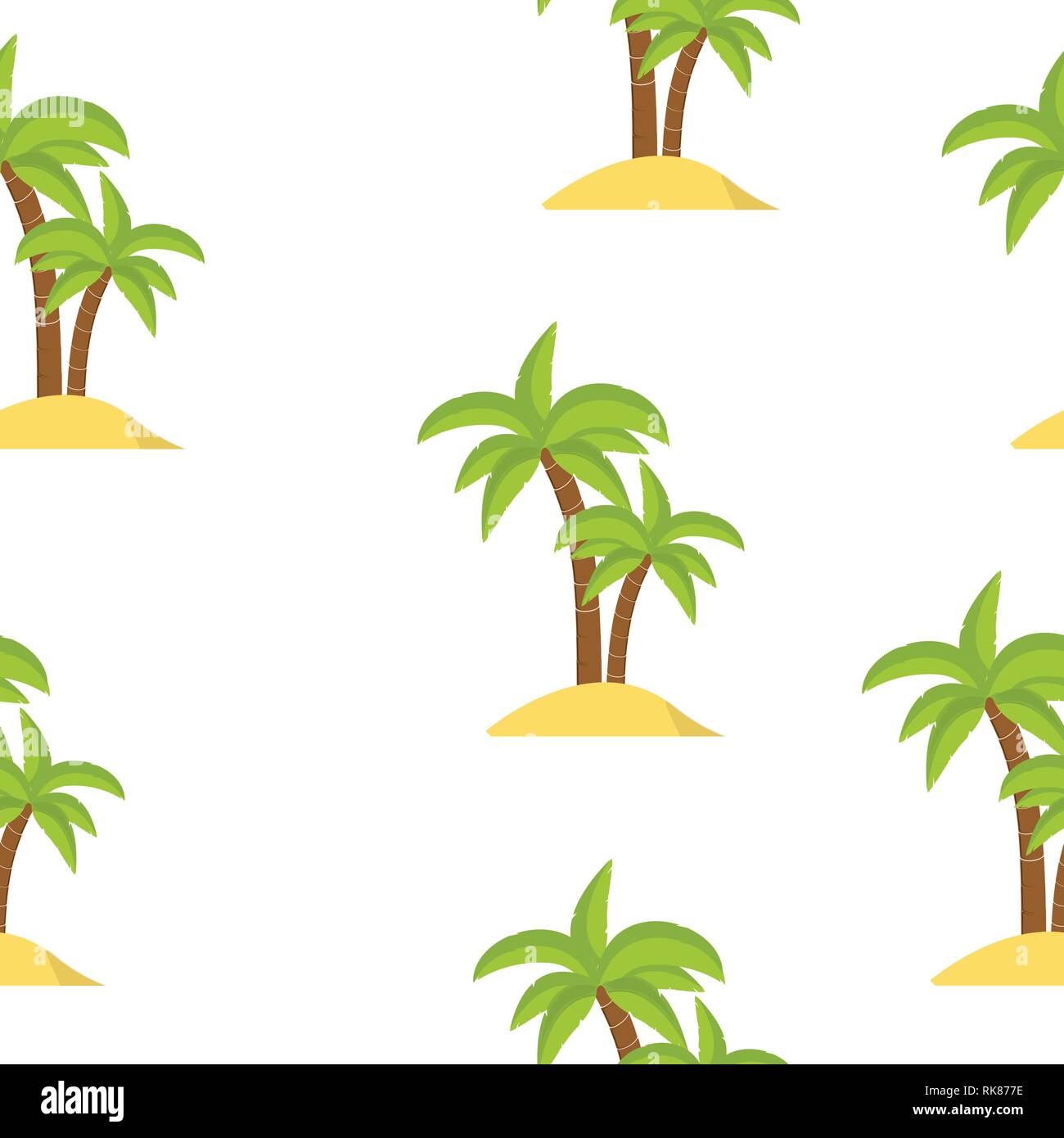 Beautiful vector seamless island pattern, background Landscape with palm trees, beach and ocean. Stock Vector