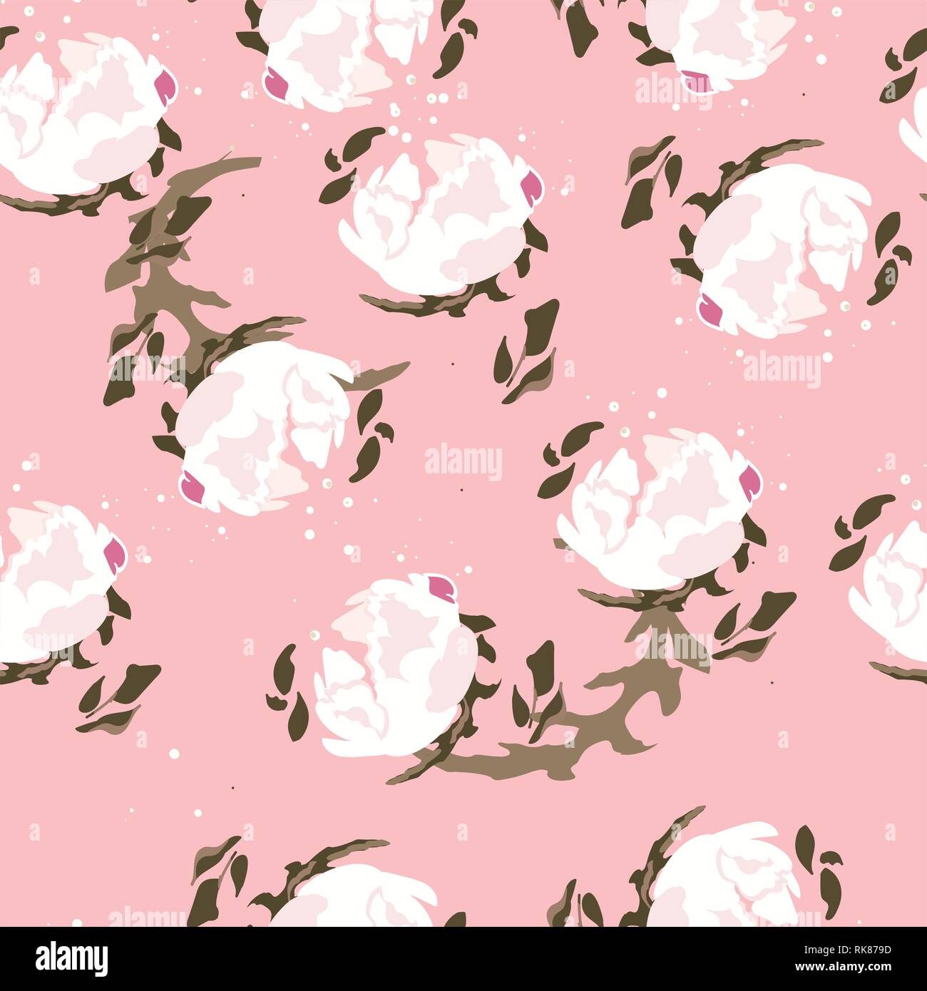 Retro seamless pattern with pink blooming flower. Elegant floral vector  repeated design for background, wallpaper, fabric, wrapping paper Stock  Vector Image & Art - Alamy