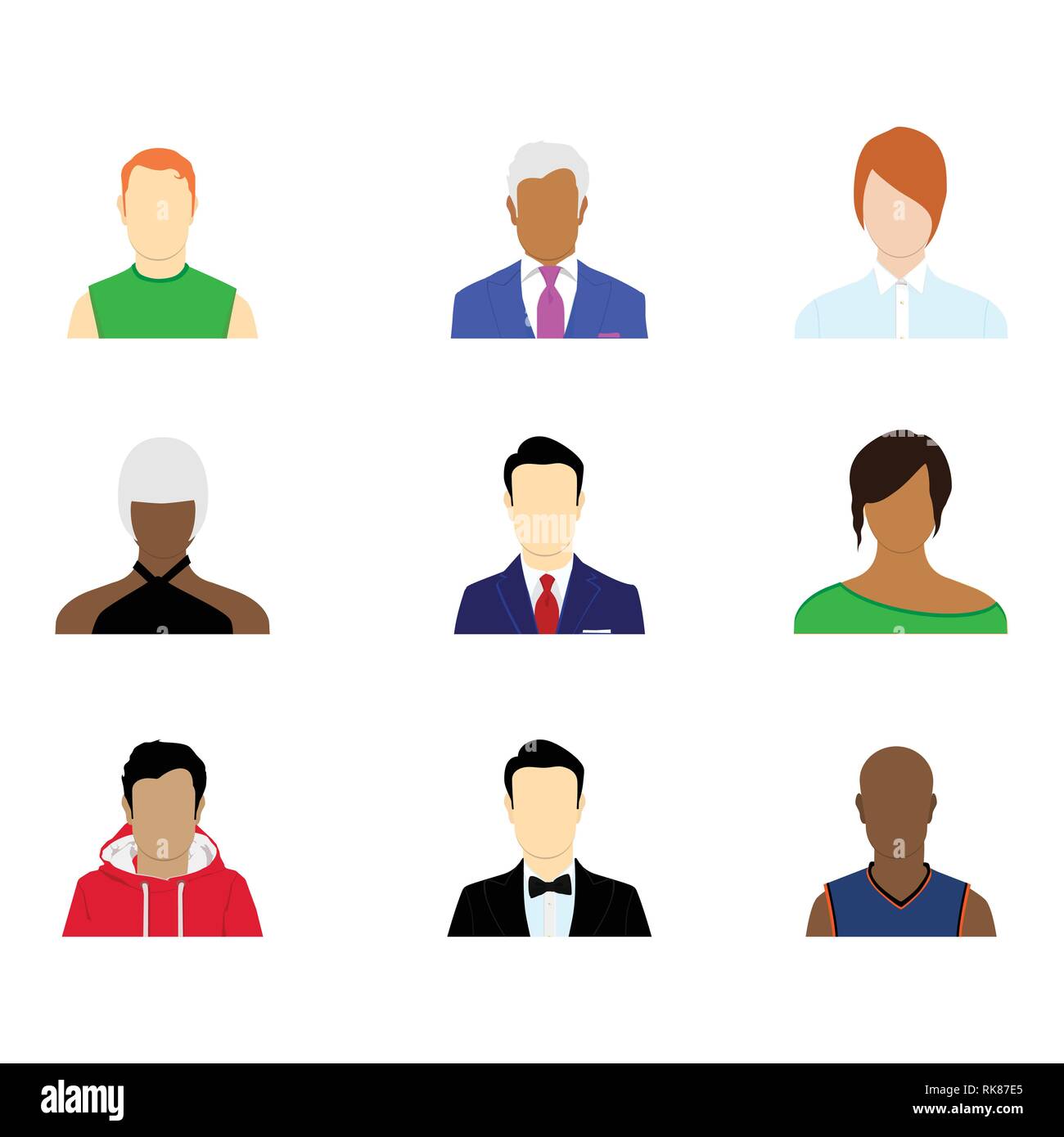 People Icons Set. Team Concept. Diverse business men avatar icons. Vector  illustration of flat design people characters. Stock Vector