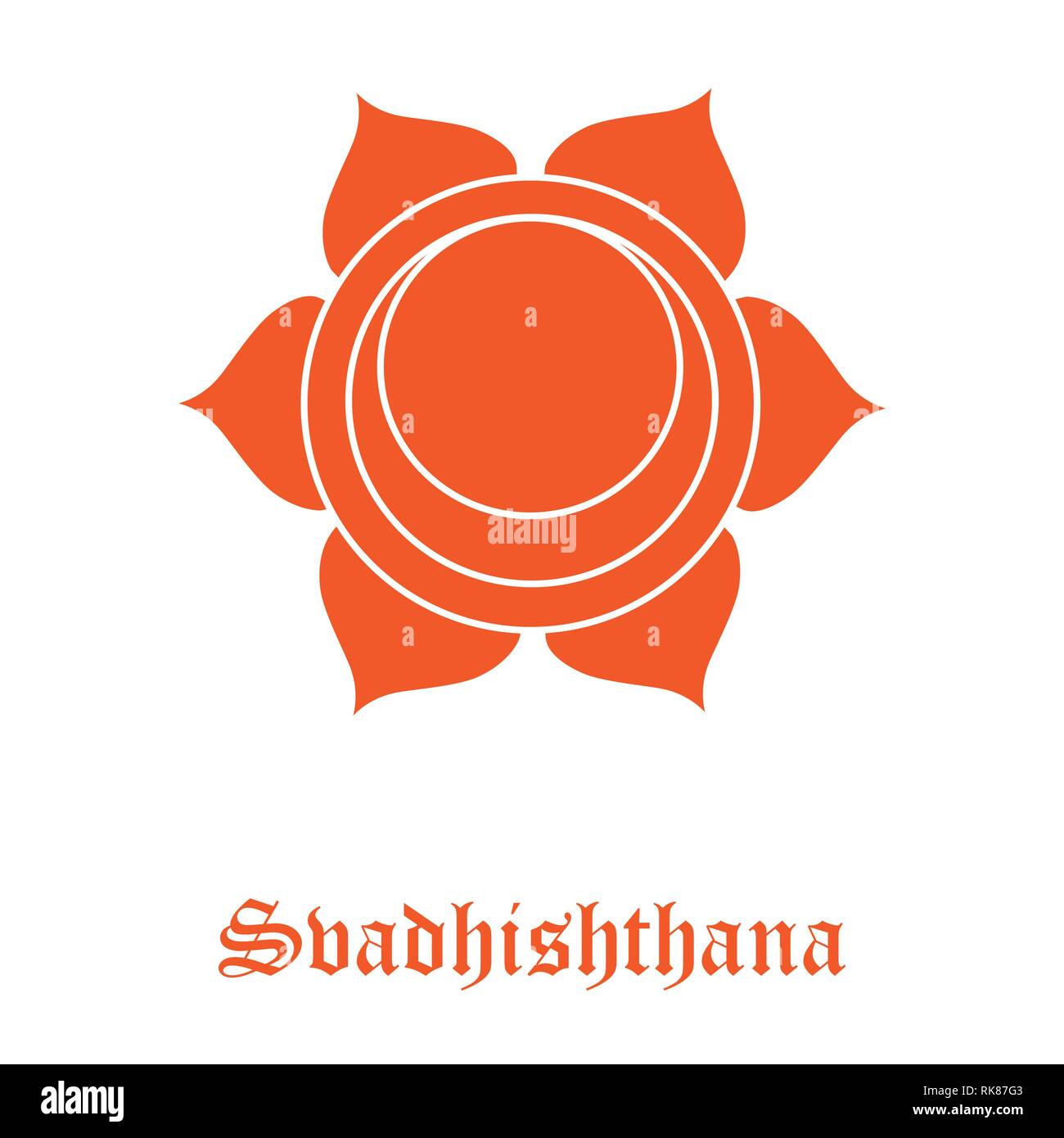 Vector Svadhishthana sacral chakra hinduism symbol orange for meditation and yoga Stock Vector