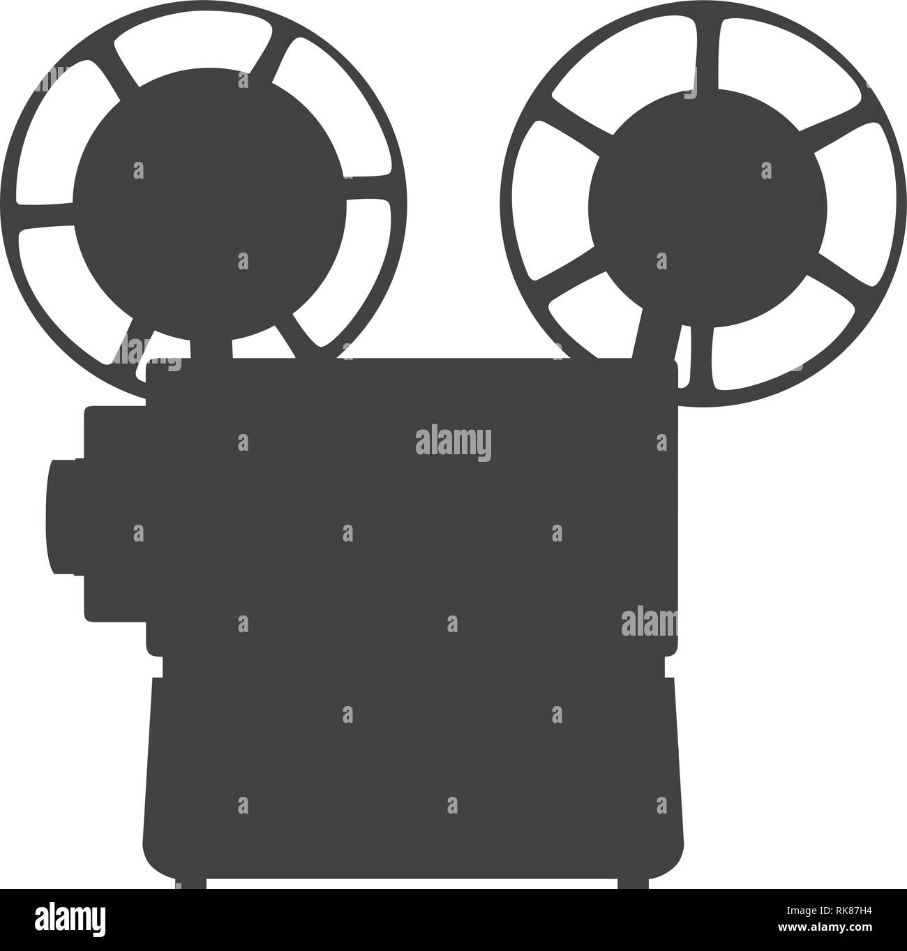 Vector silhouette of old retro camera, projector. Movie, film sign, symbol Stock Vector