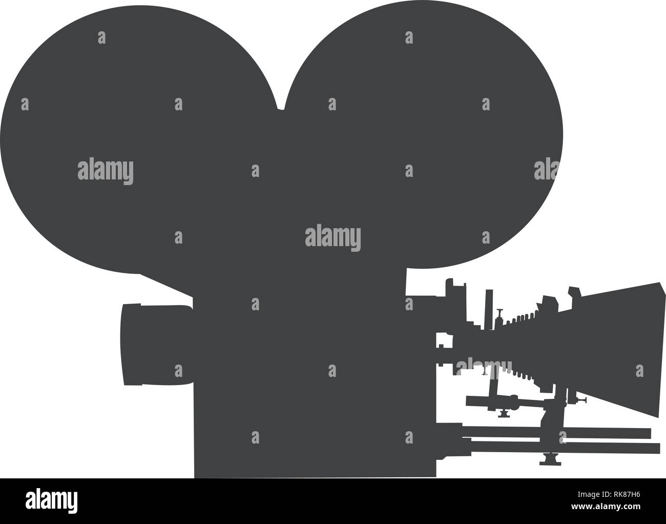 Silhouette of old, vintage movie camera vector isolated. Old film camera. Old video camera Stock Vector