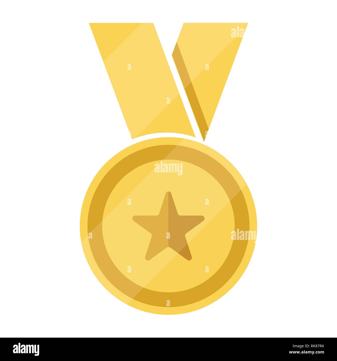Gold medal with star and ribbon. Winner award icon. Best choice badge