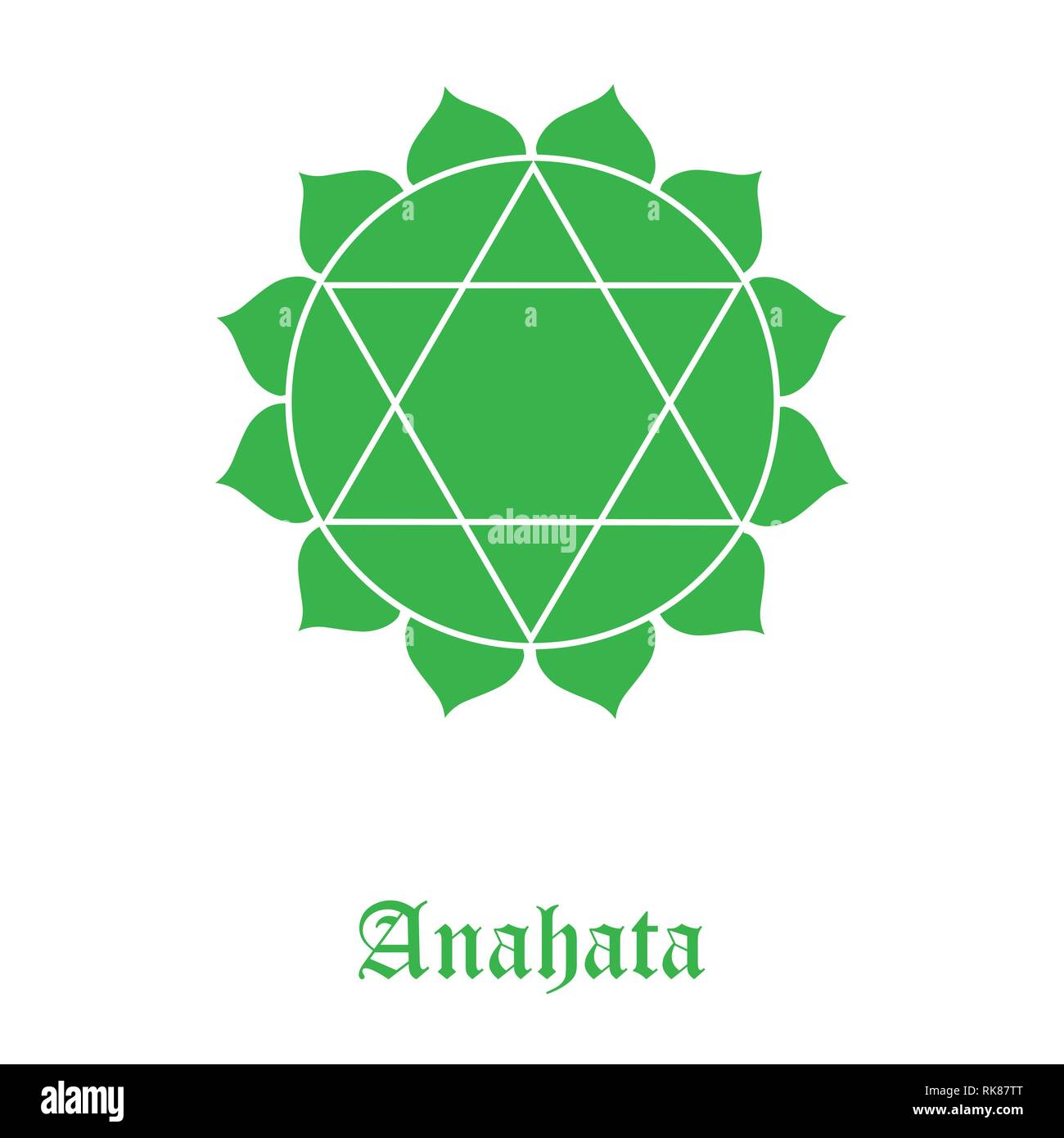 Vector Illustration with Symbol Chakra Anahata on White Background
