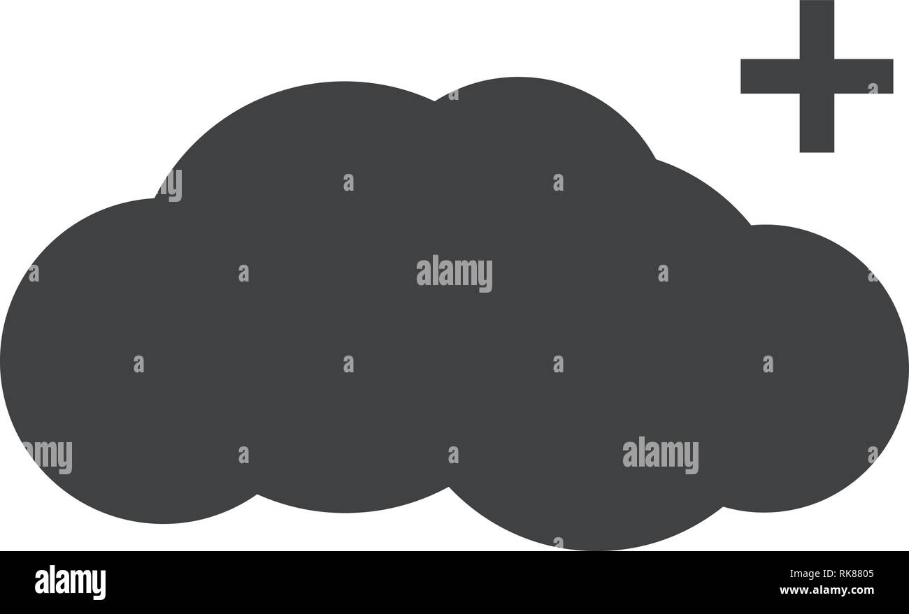 Simple flat upload, add cloud vector icon. Upload sign, symbol Stock Vector