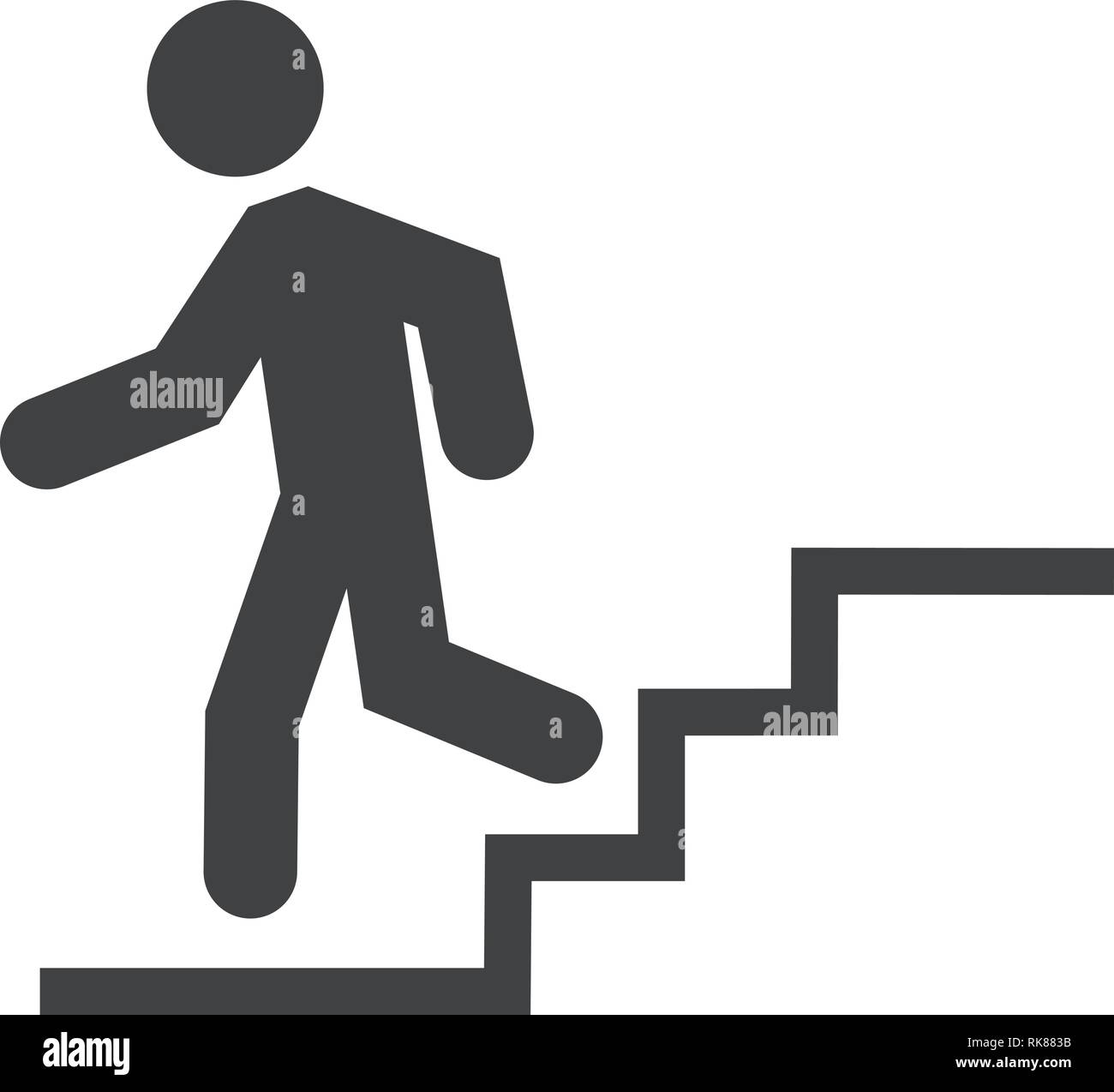 Down stairs vector icon. Downstairs sign, symbol. Walk man in the stairs. Career Symbol. Stock Vector