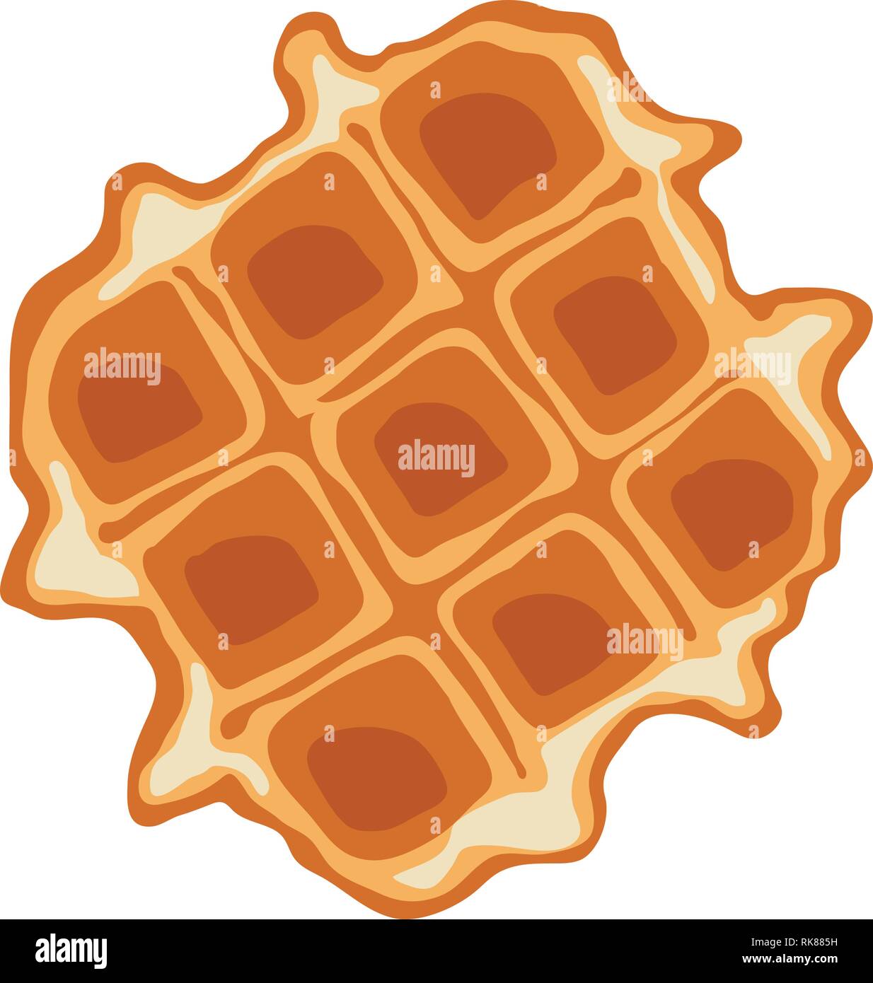 vector breakfast waffle isolated on white background. abstract belgium waffle as sweet delicious food concept. top view Stock Vector