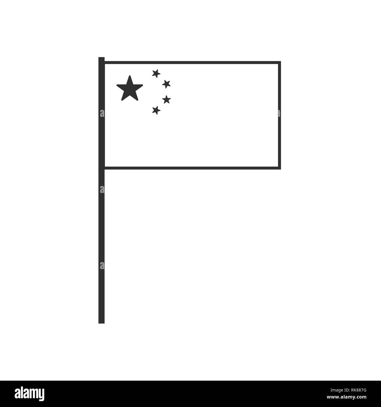 China flag icon in black outline flat design. Independence day