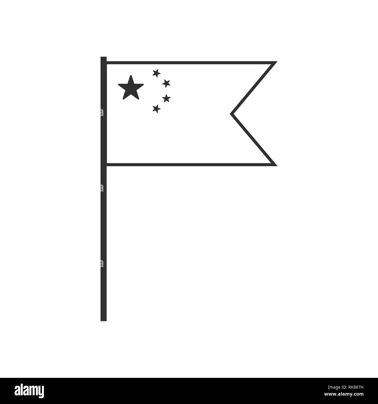 China flag icon in black outline flat design. Independence day or National day holiday concept