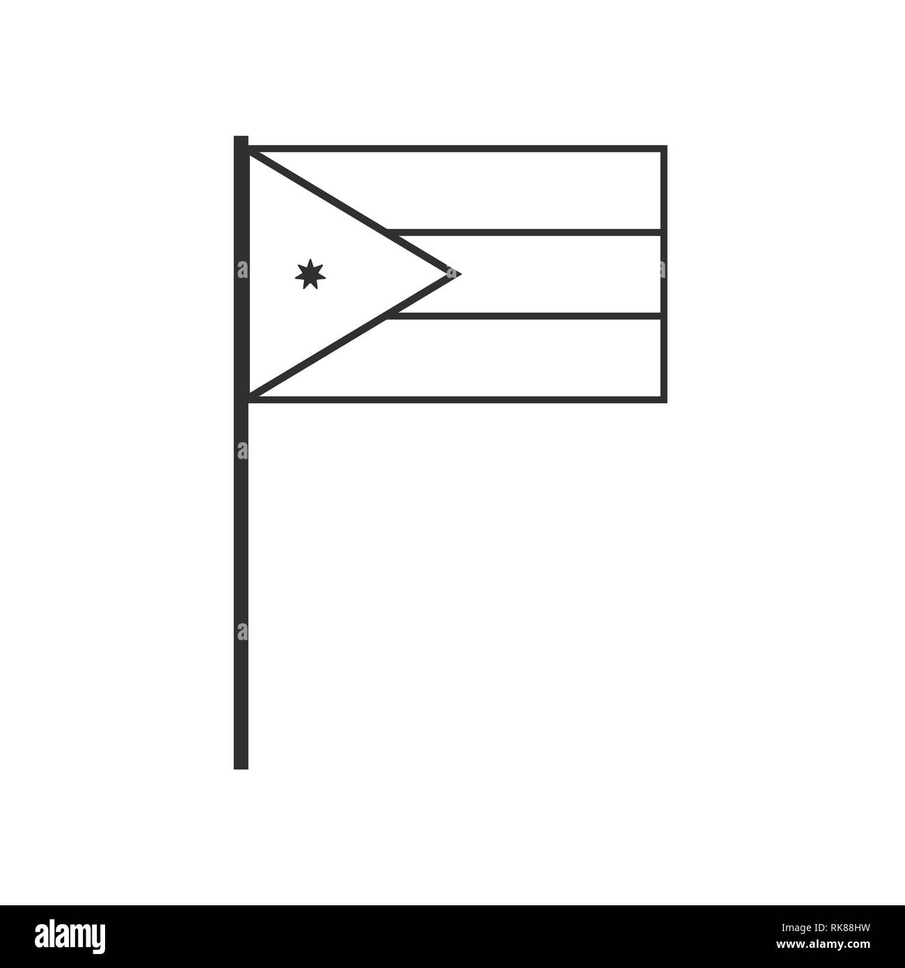 Jordan flag icon in black outline flat design. Independence day or