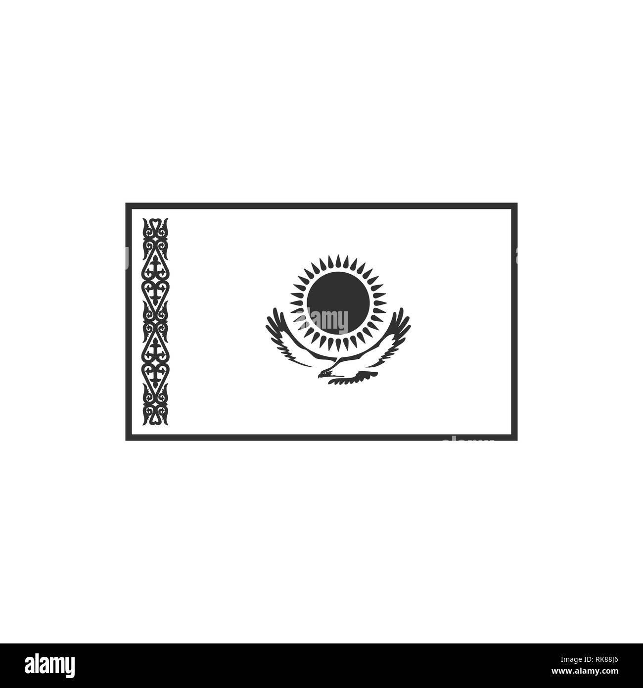 Kazakhstan flag icon in black outline flat design. Independence