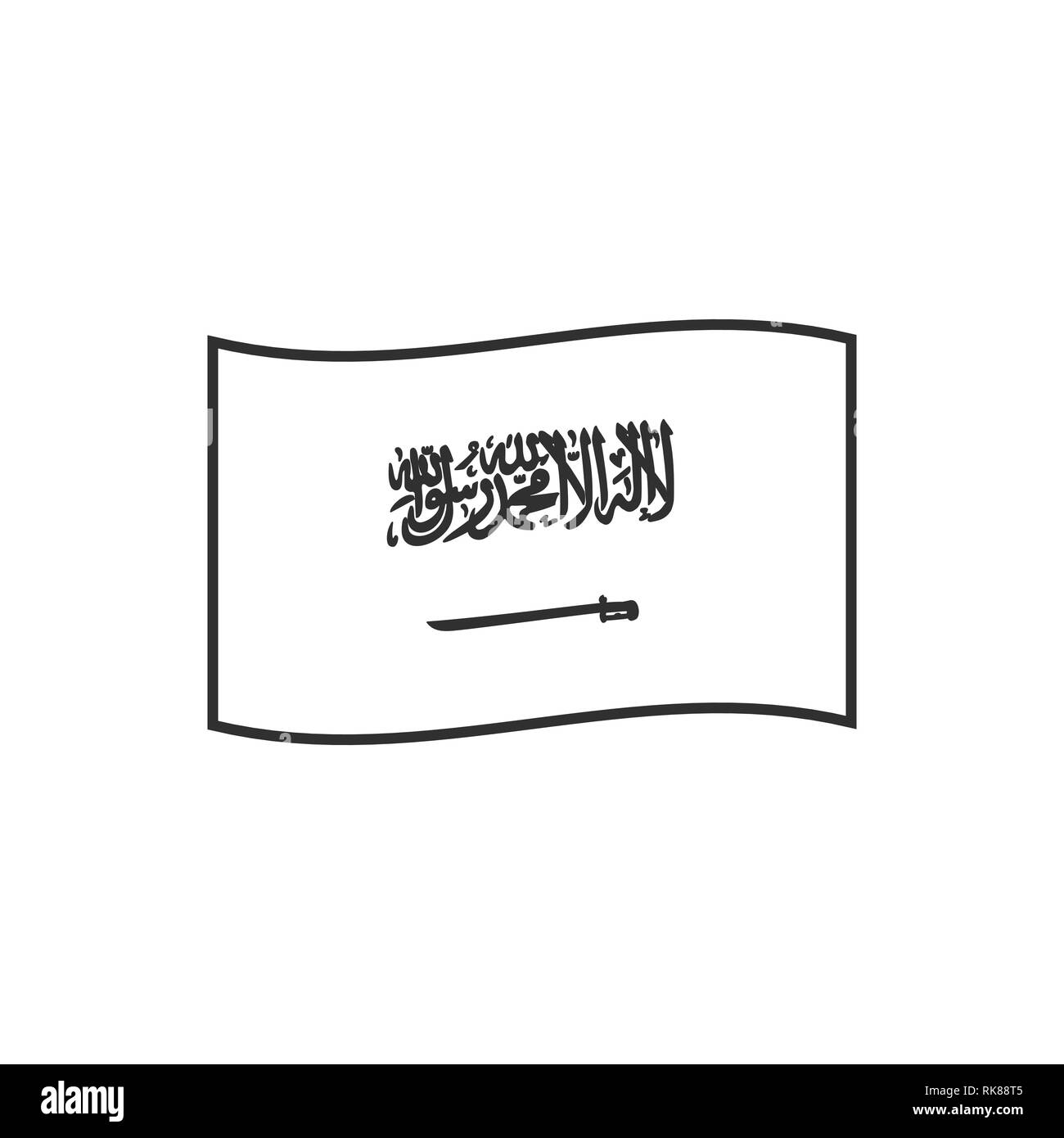 Saudi Arabia flag icon in black outline flat design. Independence day or National day holiday concept. Stock Vector
