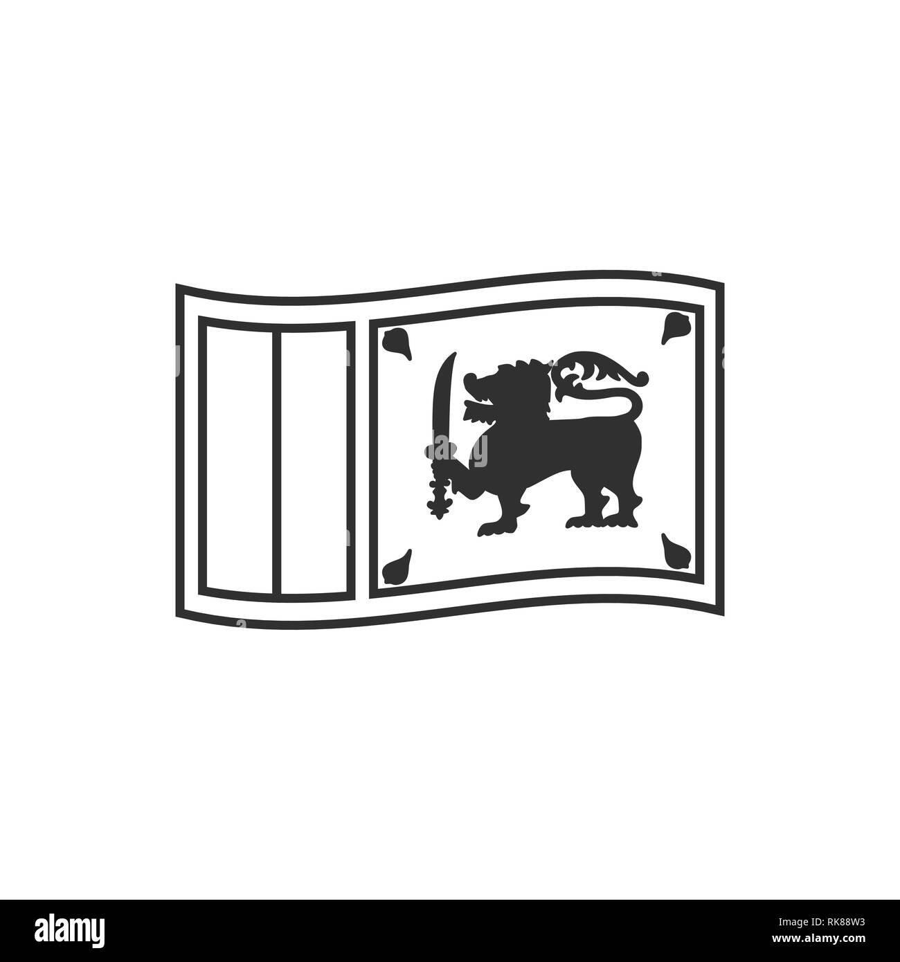 Sri Lanka flag icon in black outline flat design. Independence day or