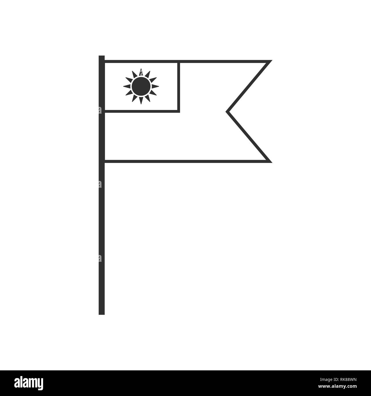 Taiwan flag icon in black outline flat design. Independence day or ...
