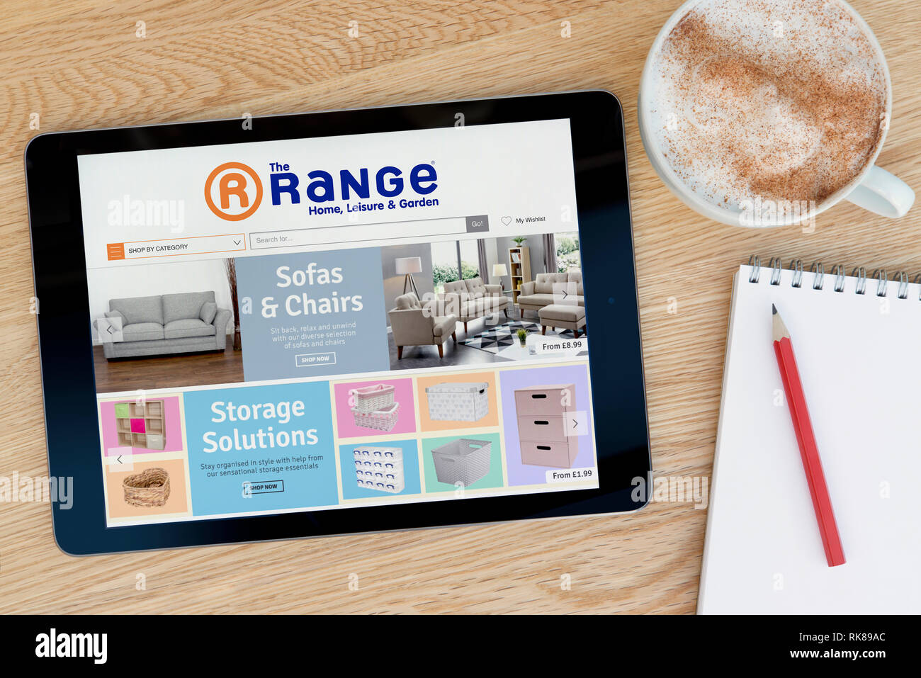 Range Website The The Range website features on an iPad tablet device which rests on ...