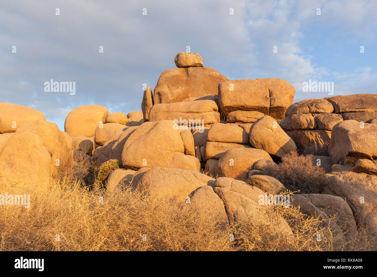 Rocks in the Joshua Tree National Park in morning sun, California, USA ...