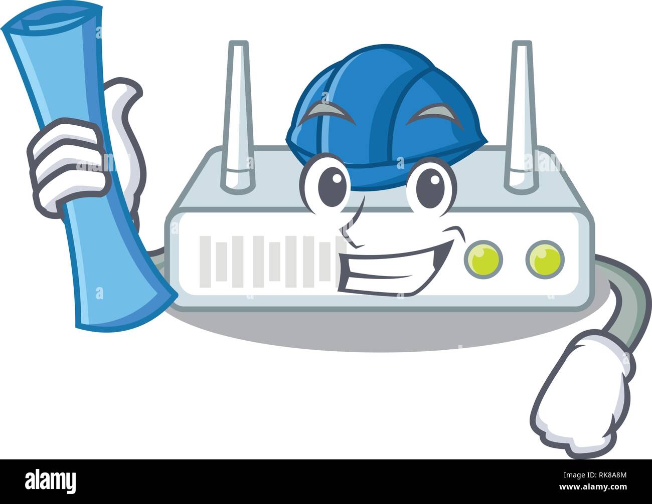 Architect router is installed in cartoon wall Stock Vector Image & Art ...