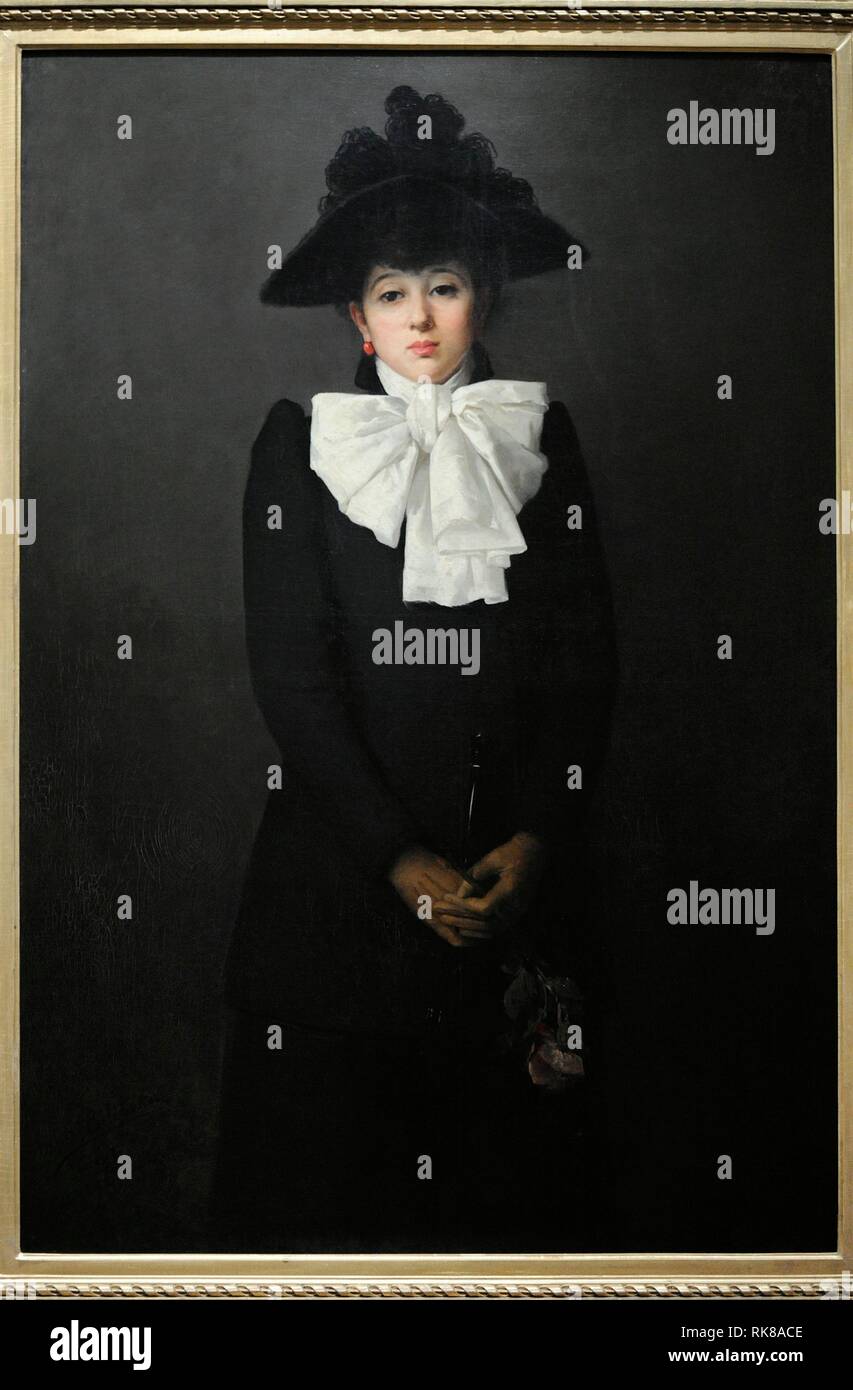 Anna Bilinska-Bohdanowicz (1857-1893). Pintora polaca. Retrato de una joven con rosa (Retrato de la Señorita R.), 1892. Museo Nacional de Varsovia. Polonia. Stock Photo