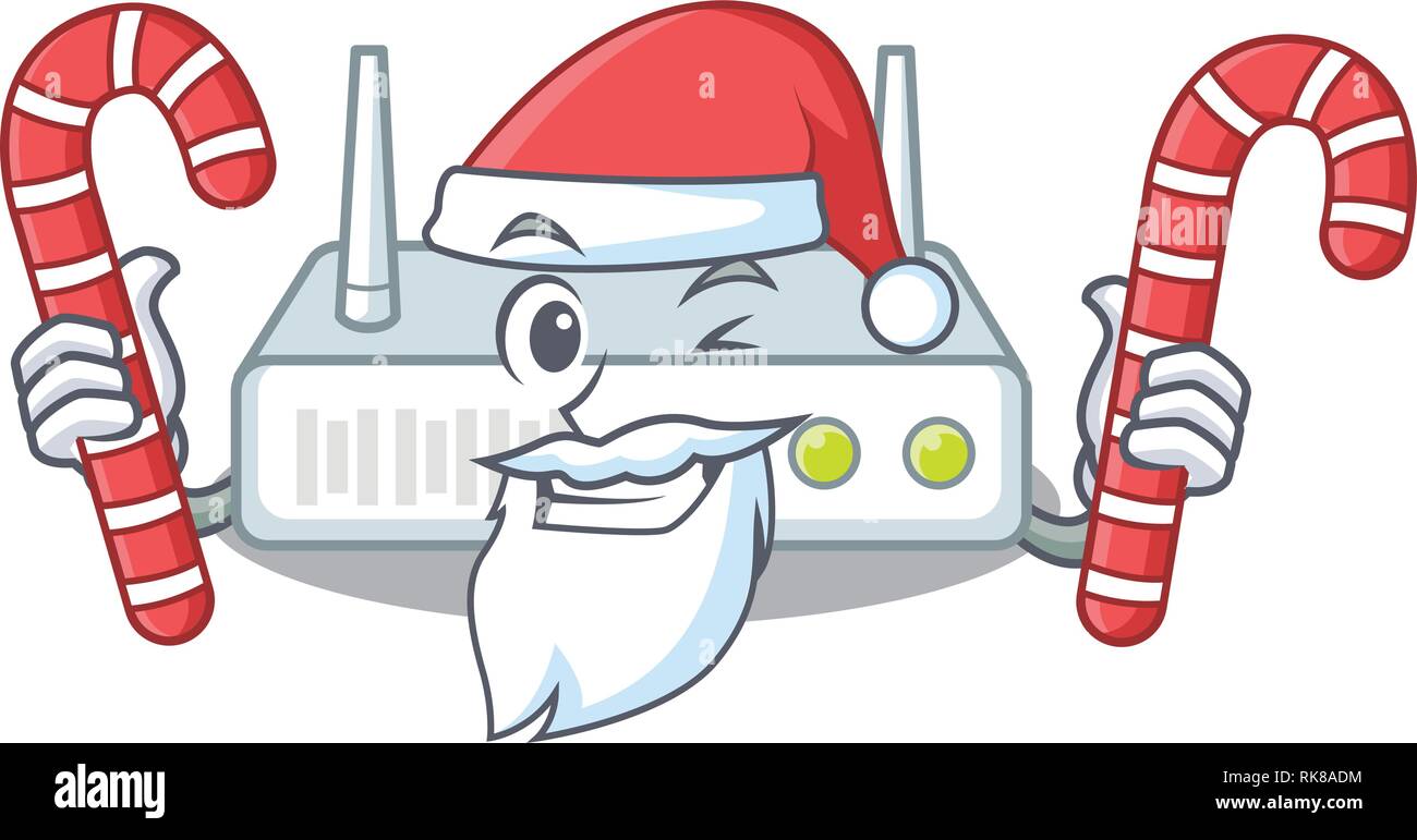 Santa with candy router placed on wooden cartoon table Stock Vector ...