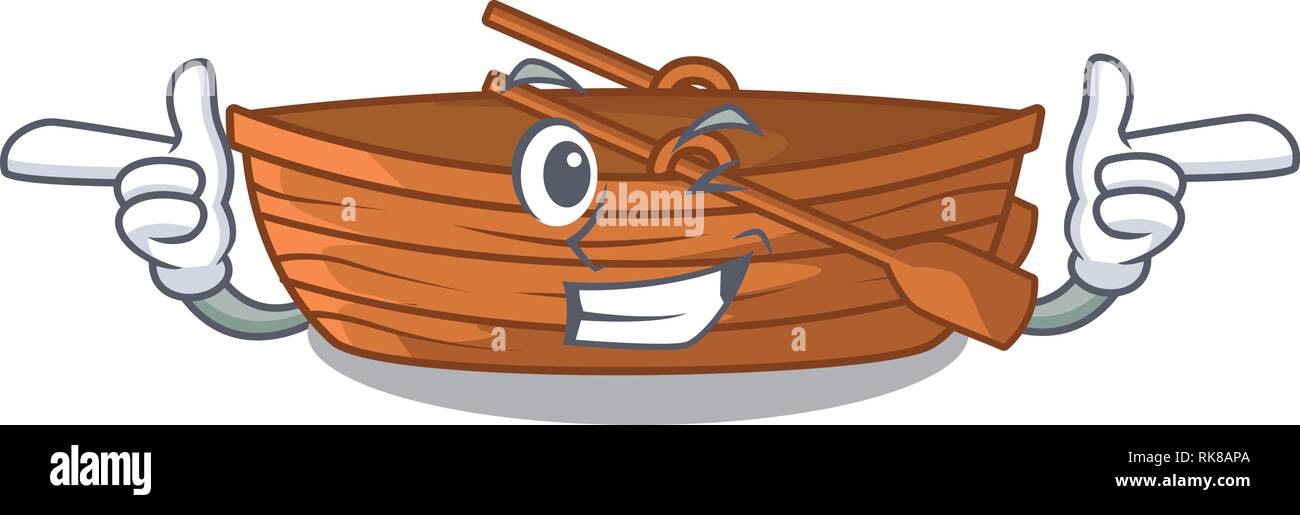 Wink wooden boats isolated with the cartoons Stock Vector