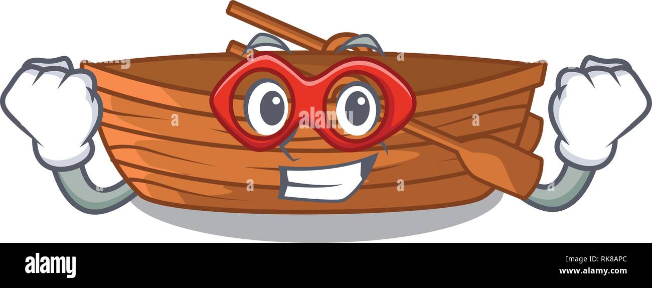 Super hero wooden boats isolated with the cartoons Stock Vector