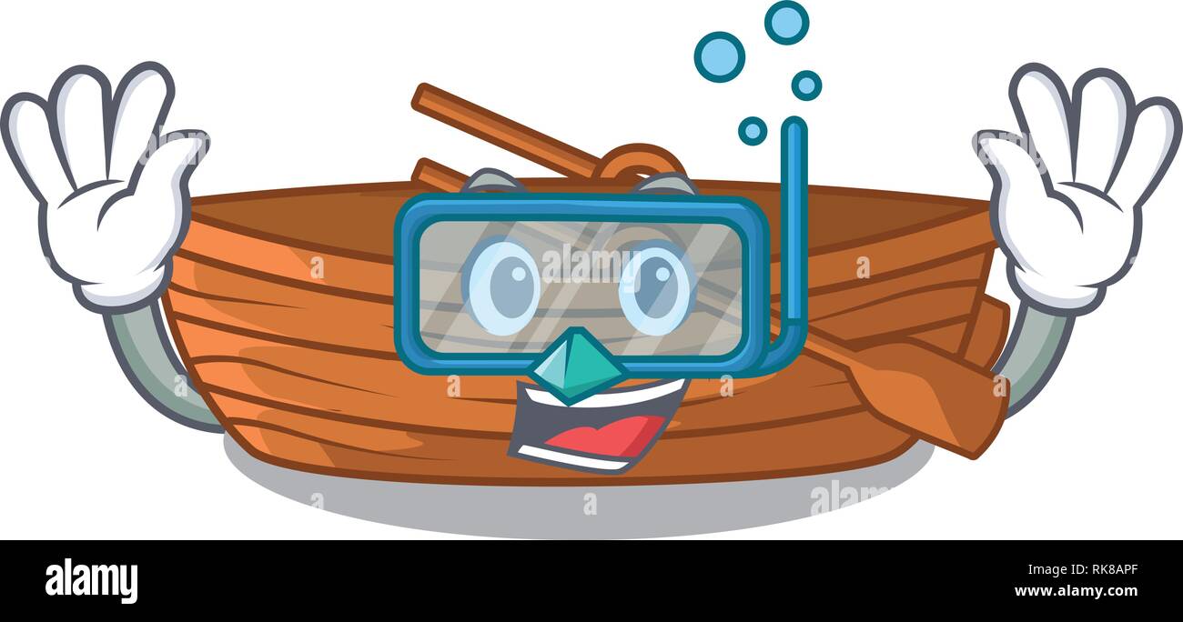 Diving wooden boats isolated with the cartoons Stock Vector