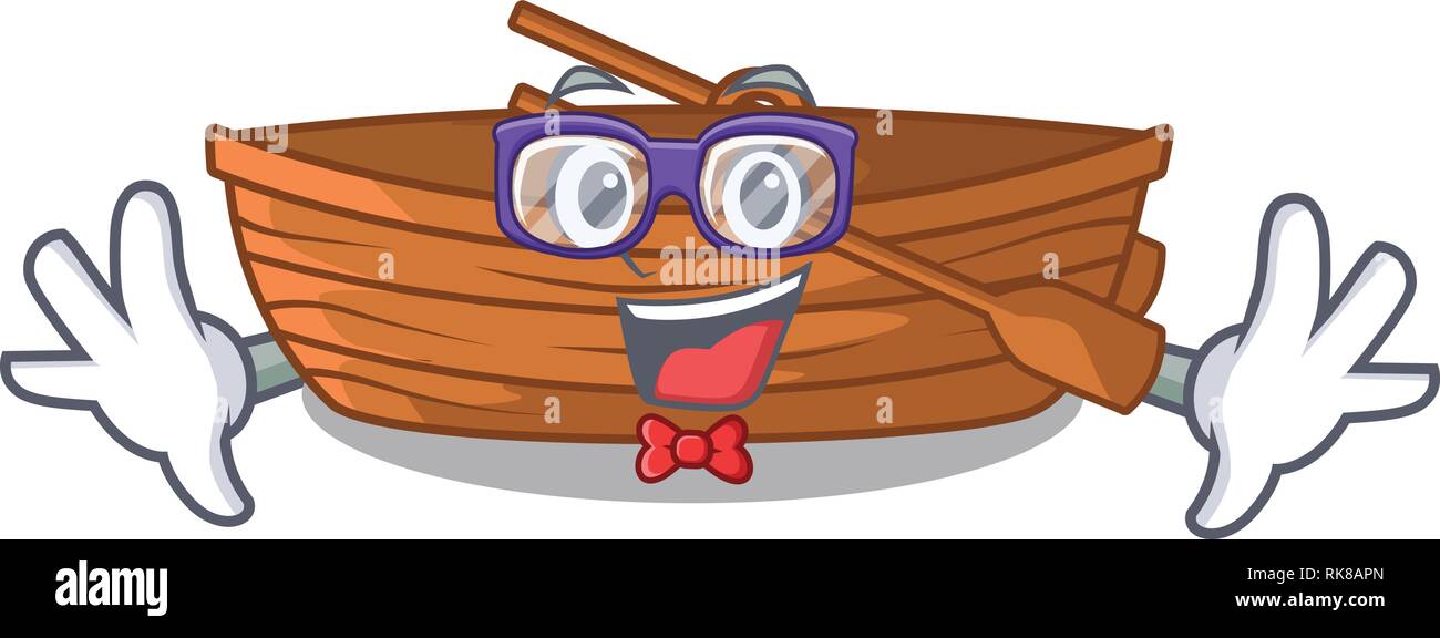 Geek wooden boats isolated with the cartoons Stock Vector