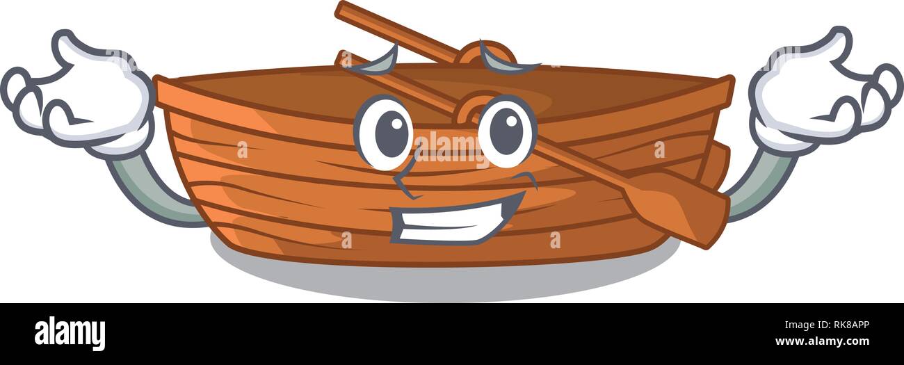 Grinning wooden boats isolated with the cartoons Stock Vector