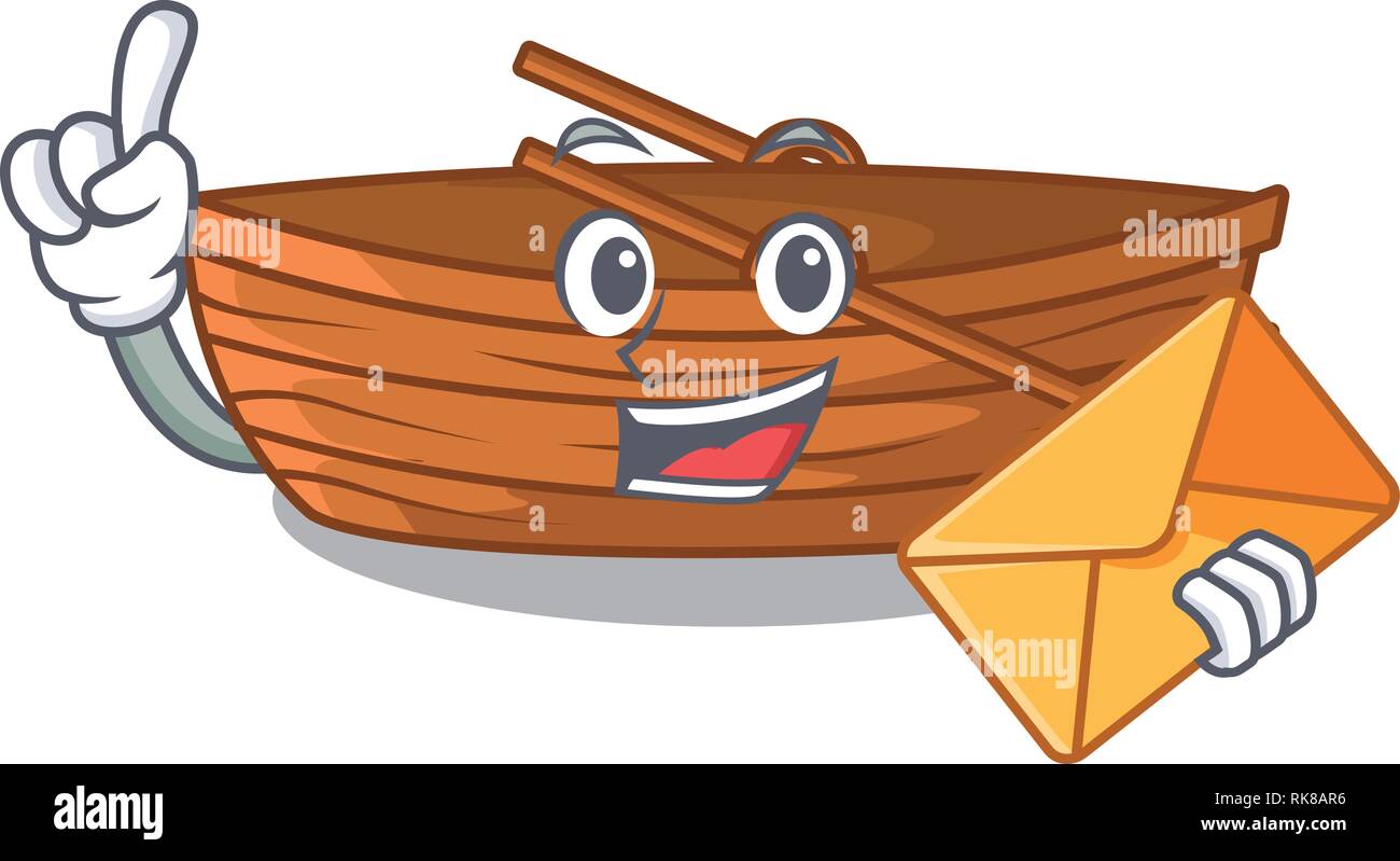 With envelope wooden boats isolated with the cartoons Stock Vector