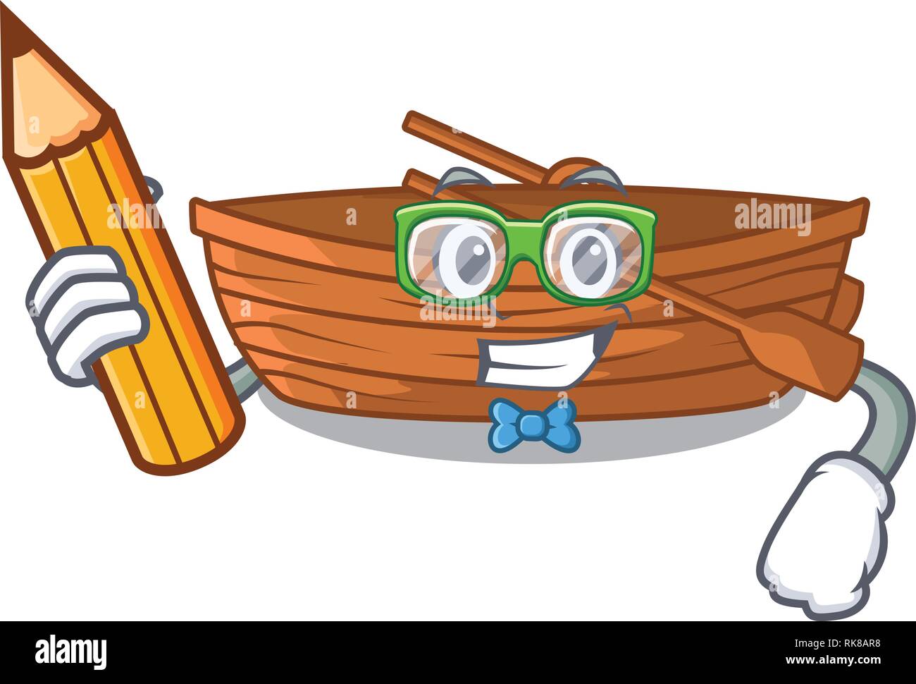 Student wooden boats isolated with the cartoons Stock Vector