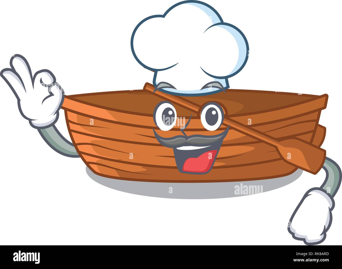 Chef wooden boats isolated with the cartoons Stock Vector