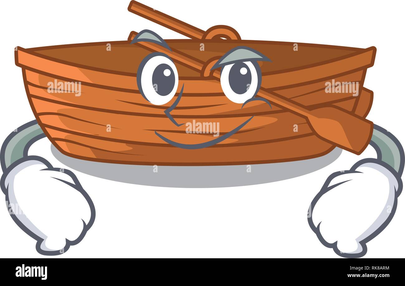 Smirking wooden boats isolated with the cartoons Stock Vector