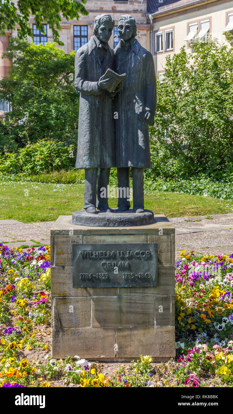 Statue of the Brothers Grimm at the Grimmplatz square in Kassel