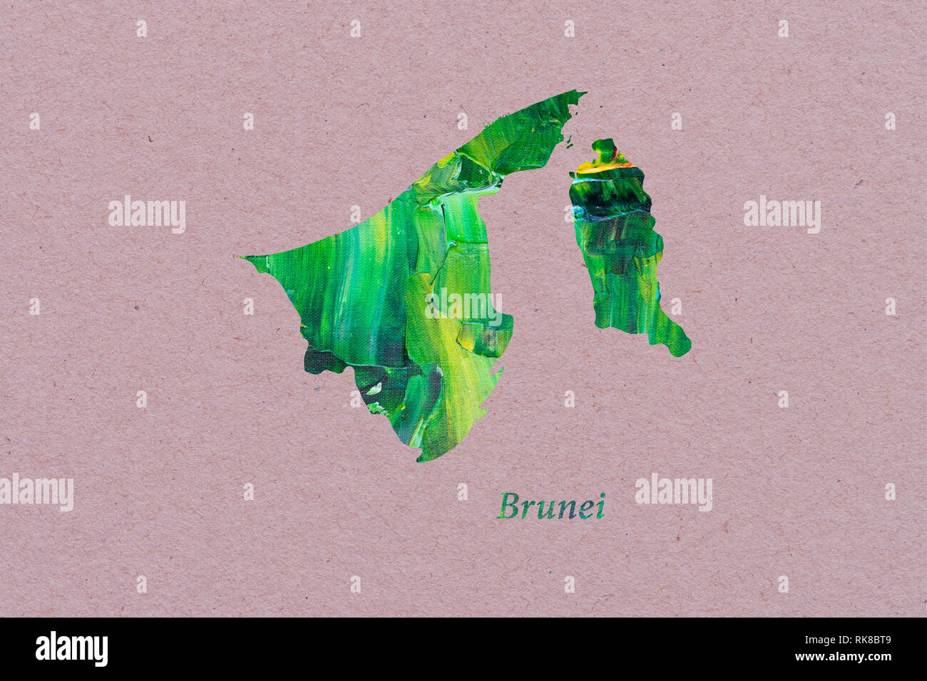 Artistic Map of Brunei Stock Photo