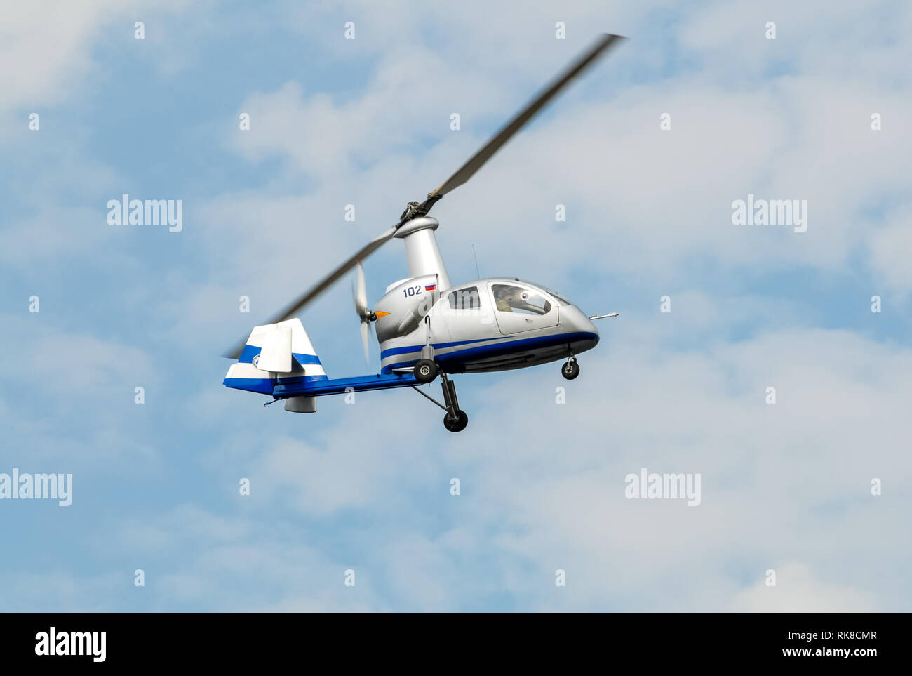 Moscow, Russia - February 23, 2012: Civil Russian helicopter at an airshow in Moscow. Stock Photo