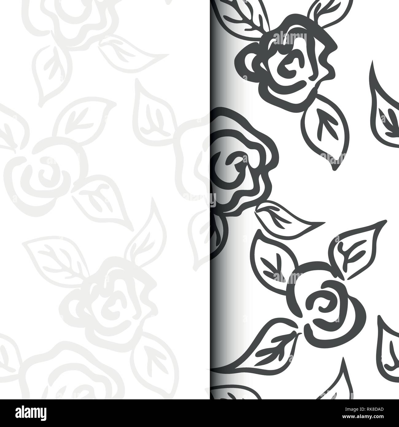 Vintage flower card with roses. And leaves on white background. Vector ...