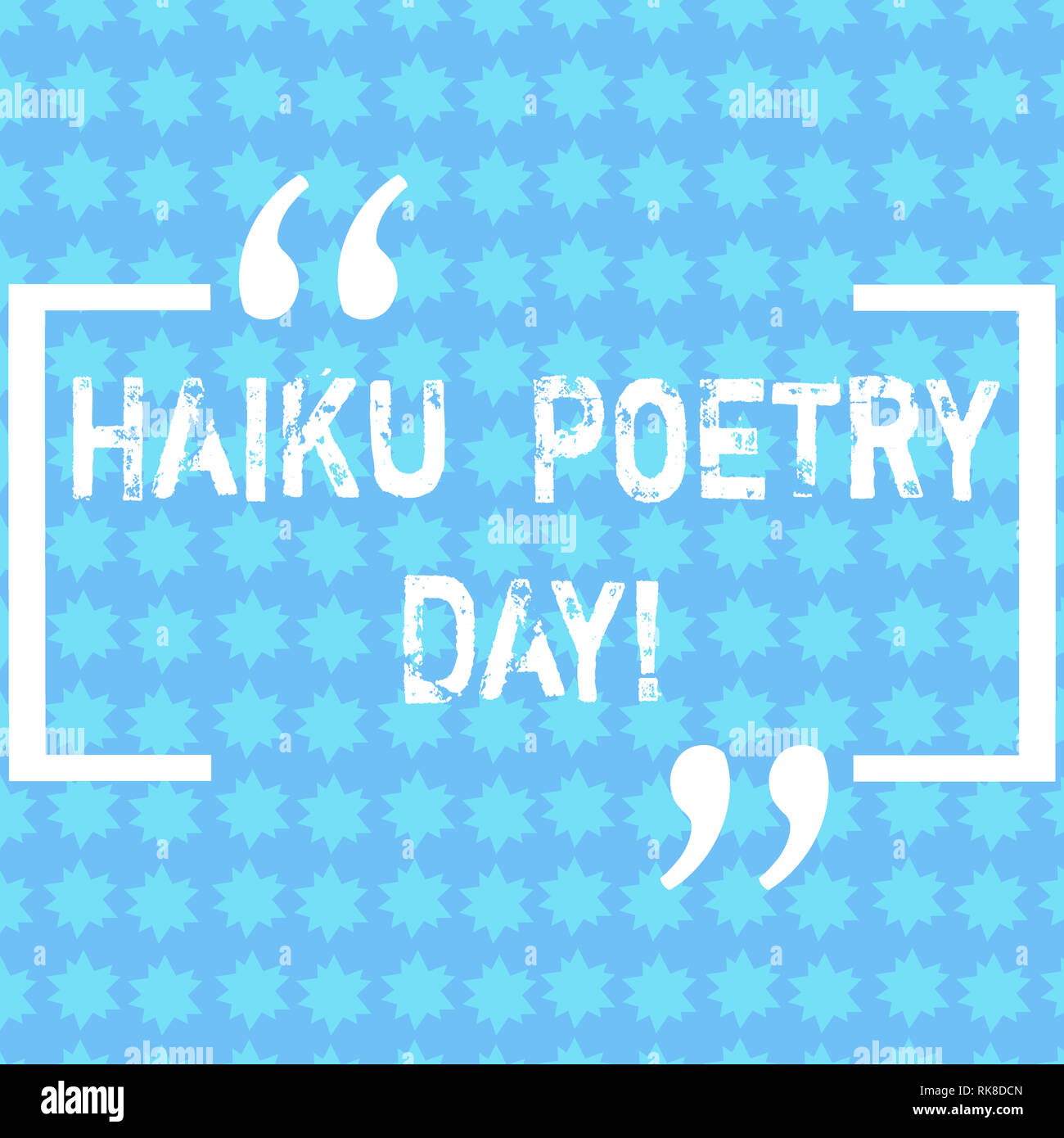 Word writing text Haiku Poetry Day. Business concept for traditional form of Japanese that consist of three lines Rows of Small Stars in Seamless Endl Stock Photo