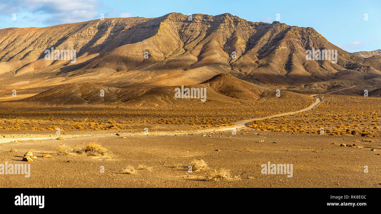 Fuerteventura volcanic landscape at golden hour Stock Photo