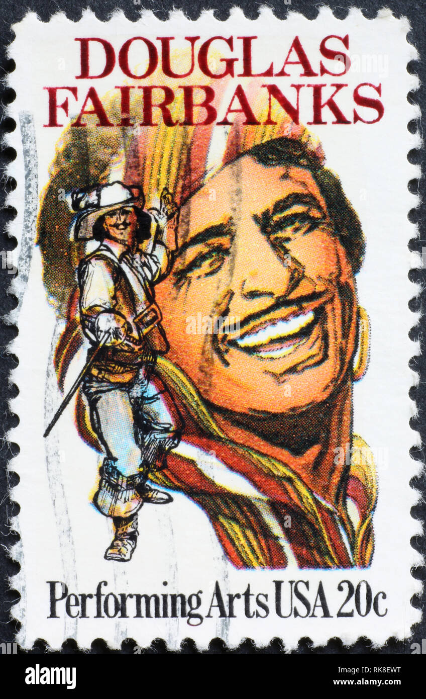 Douglas Fairbanks on postage stamp Stock Photo