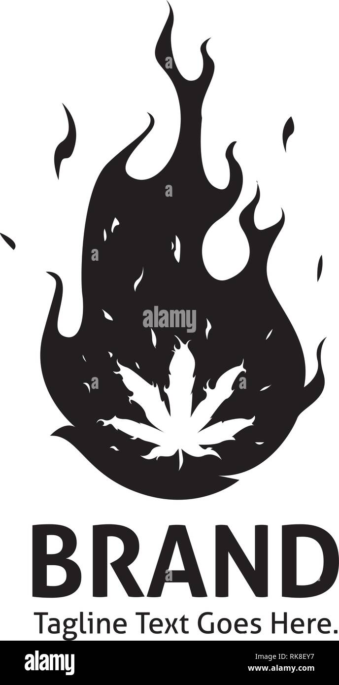 Cannabis Black Hot Fire vector logo image Stock Vector