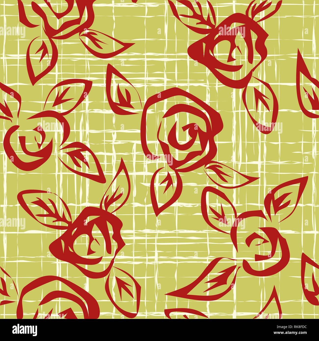 Seamless pattern with red roses. Vector illustration Stock Vector