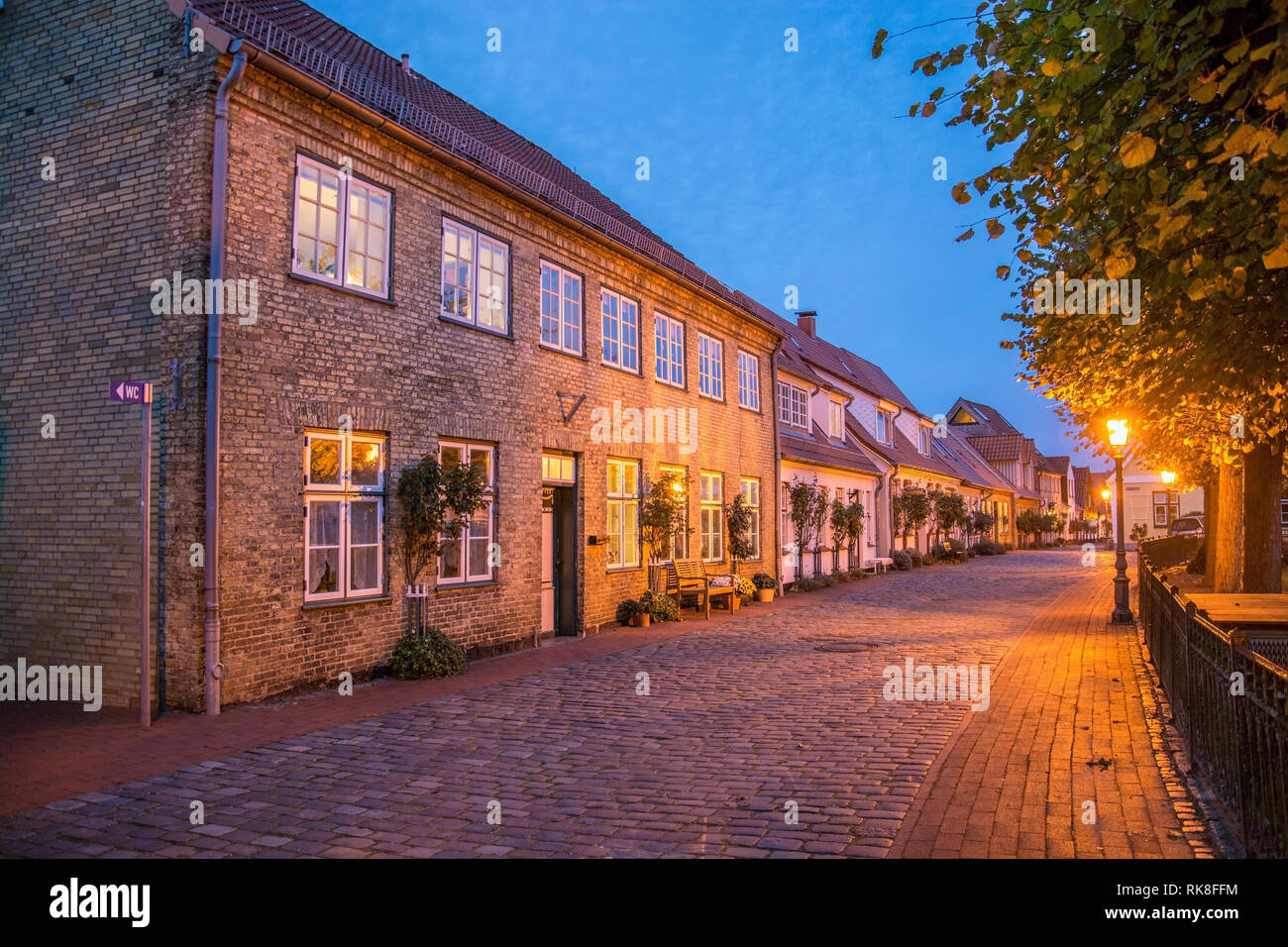 The Holm is a fishermans quarter in Sleswick, Schleswig-Holstein, Germany. Stock Photo