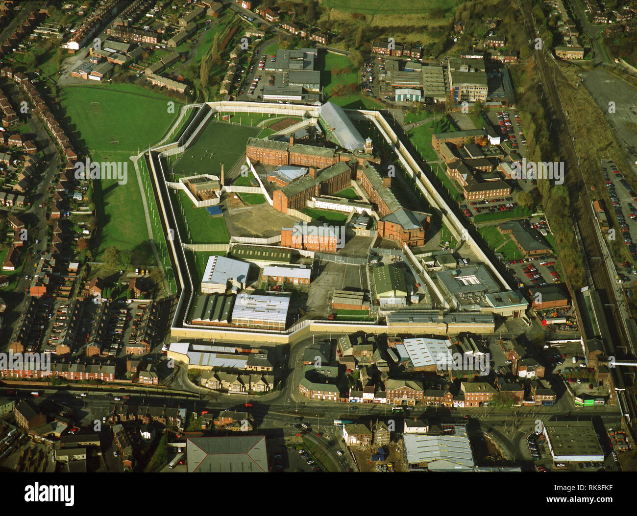 aerial view taken in 1998 of HMP Wakefield prison, West Yorkshire Stock Photo