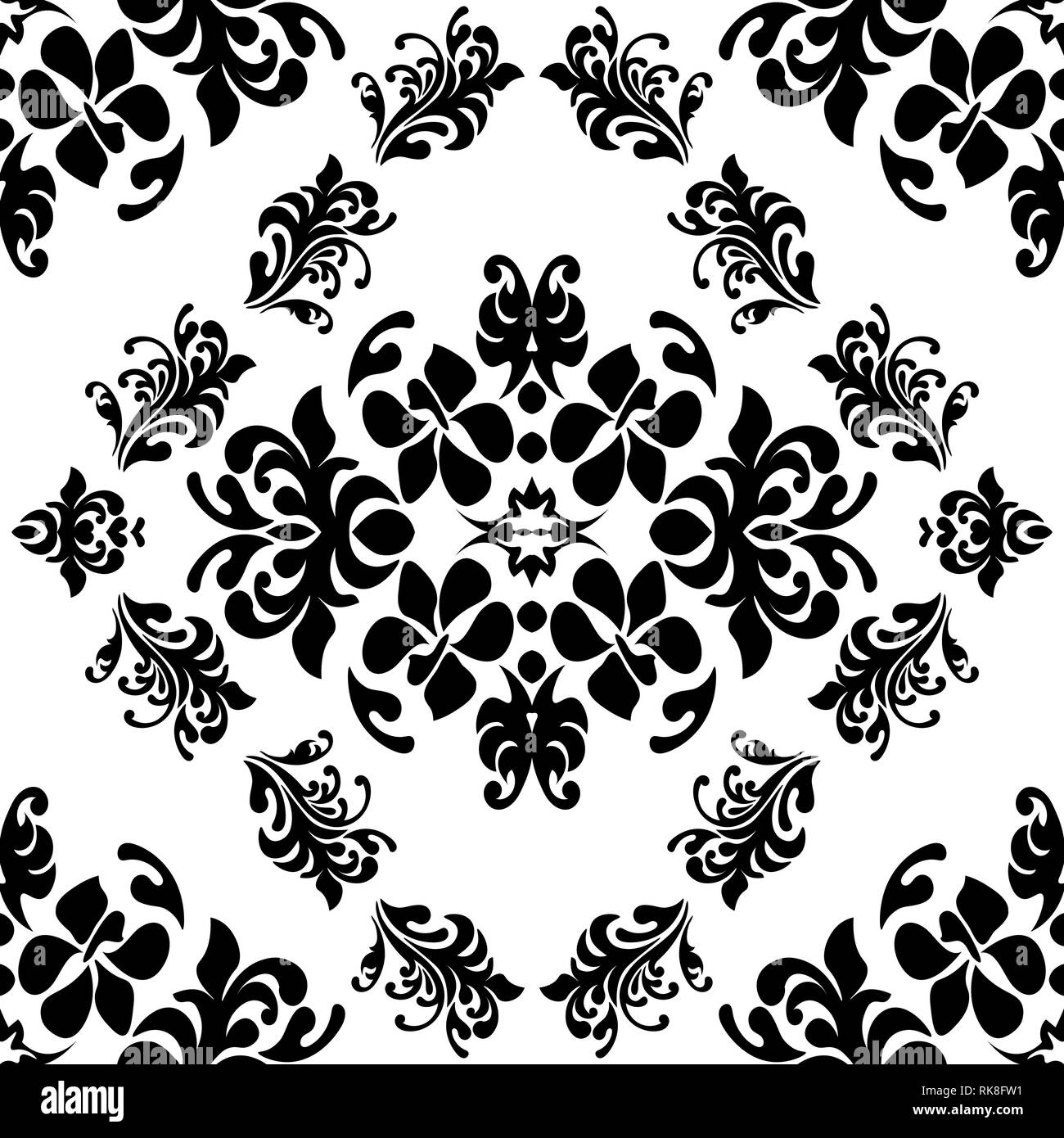 Damask seamless floral background pattern. Vector illustration Stock ...