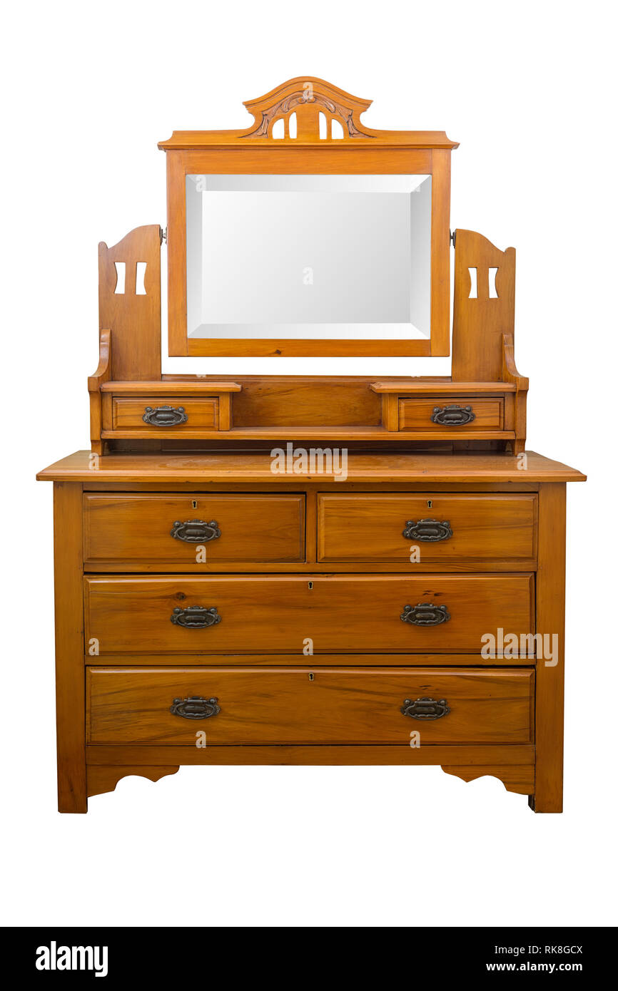Old Vintage Art Nouveau Style Antique Chest Of Drawers With A