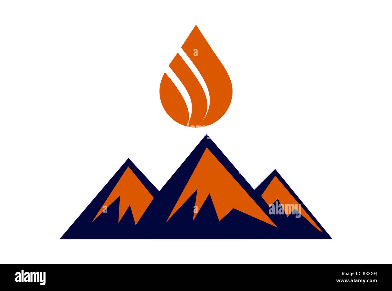 abstract mountain fire logo icon vector concept flat design Stock Photo
