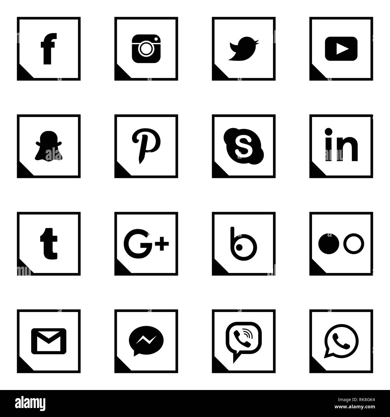 Vector social media icon set. Blavk line icon Stock Vector Image & Art ...